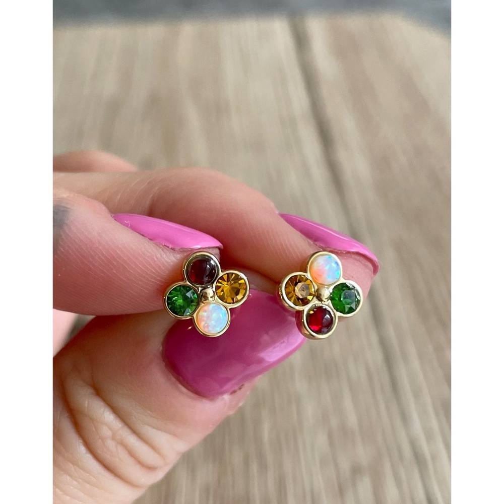 Multi Stone Stud Earrings